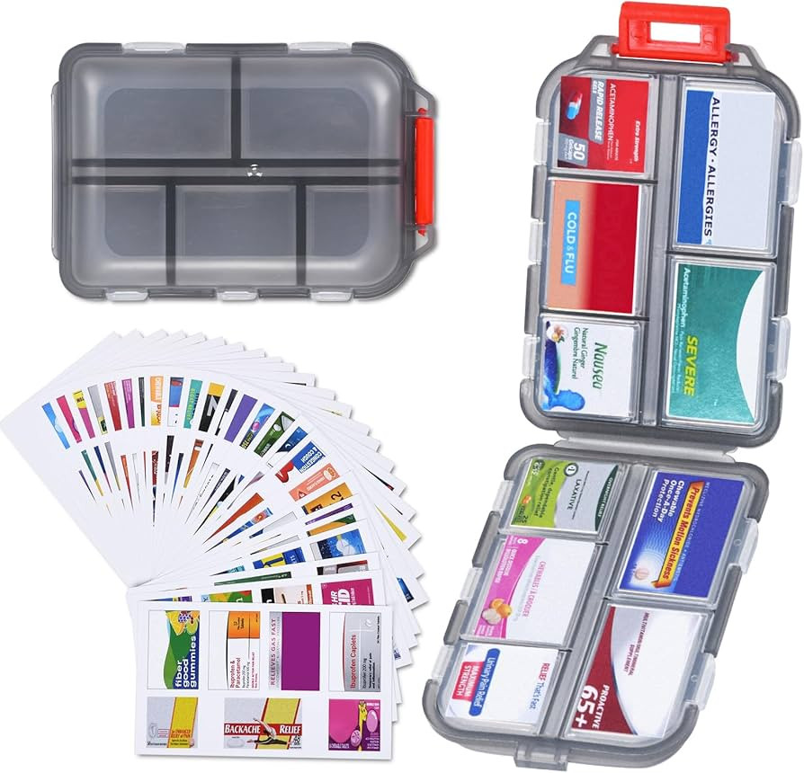 1Pack Travel Pill Organizer with 189 Medicine Label, 10 Compartments Small Pill Case Compact and ... | Amazon (US)