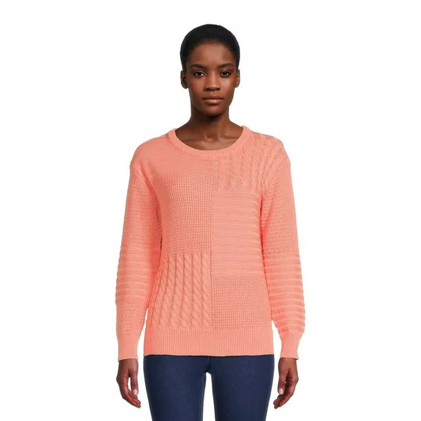 Time And Tru Women's Patchwork Sweater - Walmart.com | Walmart (US)