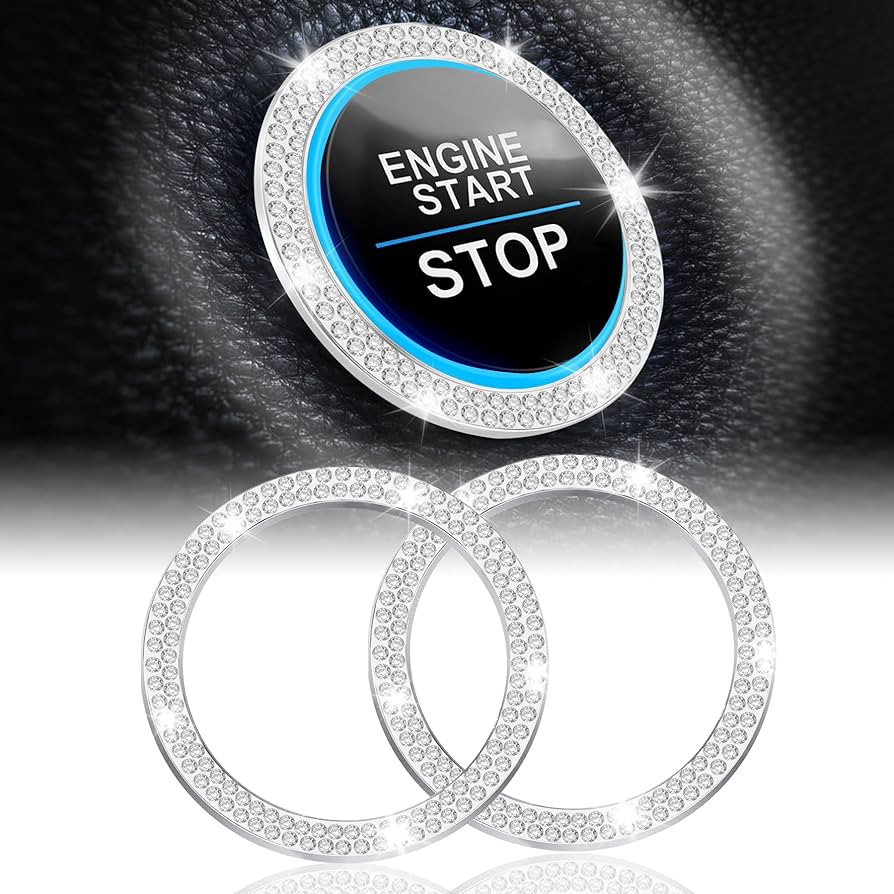 LivTee 2 PCS Crystal Double Rhinestone Car Engine Start Stop Decoration Ring, Bling Car Interior ... | Amazon (US)
