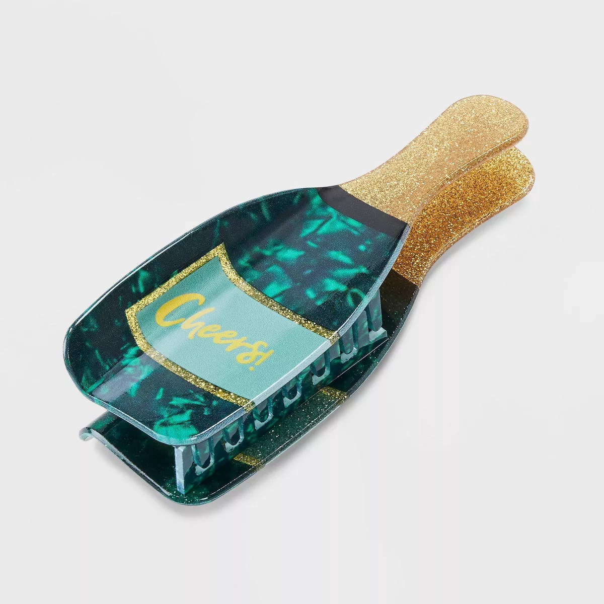 New Year's Holiday Champagne Bottle Claw Hair Clip - Gold/Green | Target