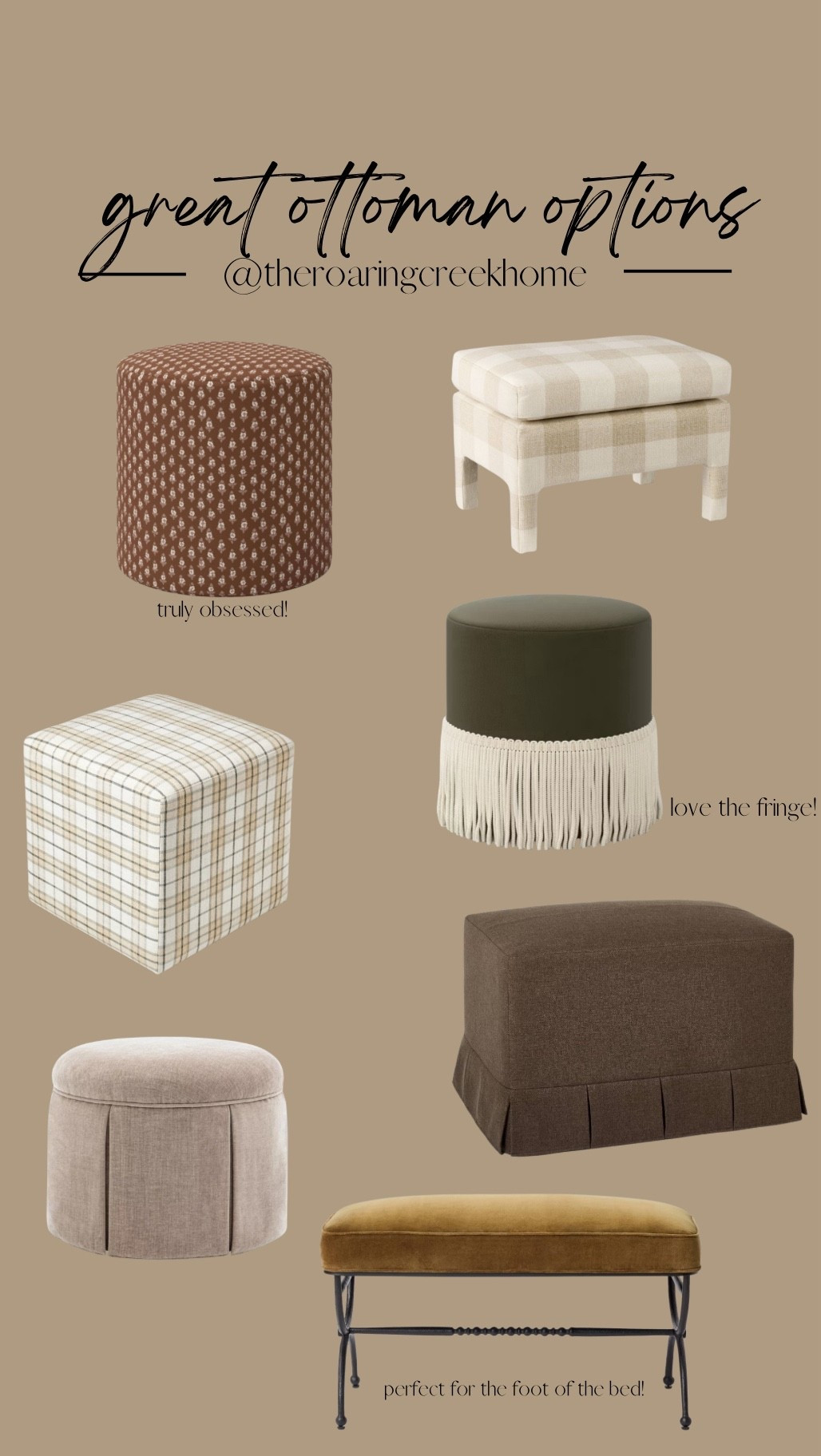 these ottoman options are so gorgeous!! the block print one?! ahhh i love it so much!! i think ottomans totally complete a living room space!

#LTKHome #LTKSeasonal