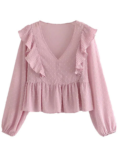 'Malia' Chiffon Ruffled Long Sleeves Blouse | Goodnight Macaroon