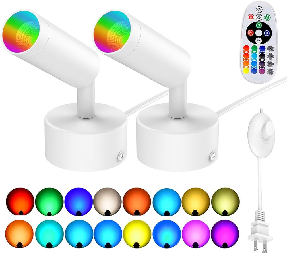 LED Spot Lights Indoor - RGBW Uplighting Indoor with Remote for Plants Color Changing 12W Small t... | Amazon (US)