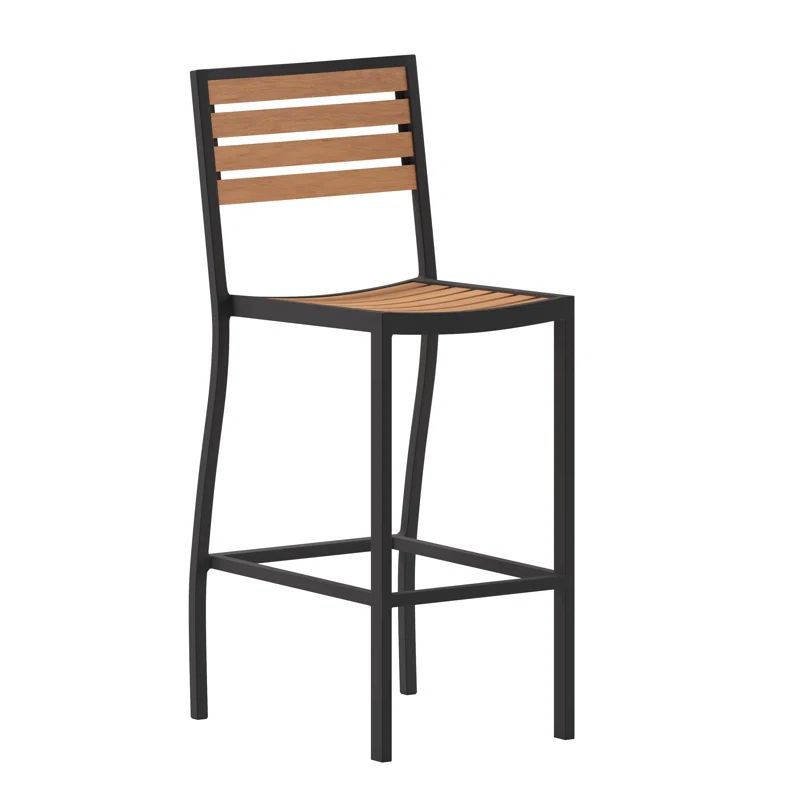 Aubreonna Commercial Grade Outdoor All-Weather Bar Stool with Poly Resin Slats | Wayfair North America