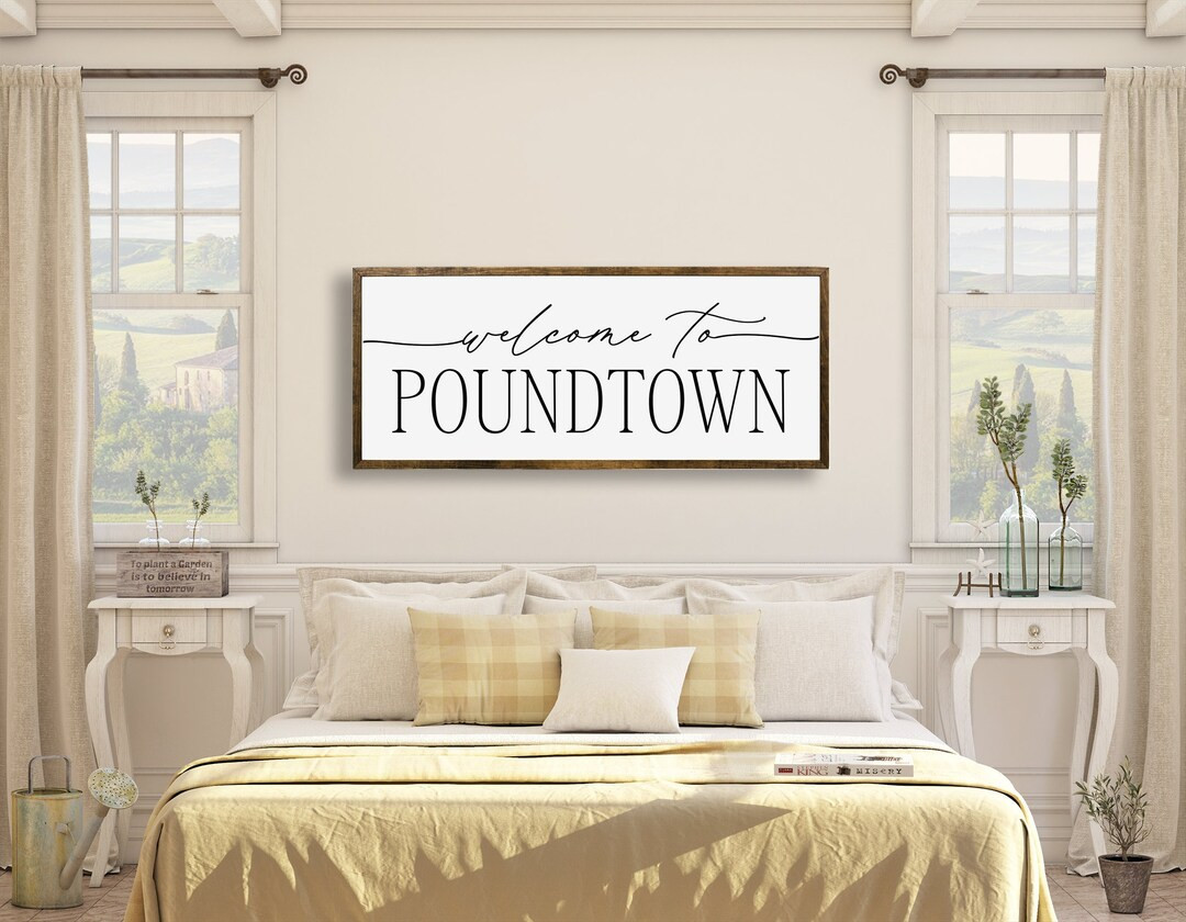 Welcome to Poundtown Wood Sign Bachelor Room Decor Above Bed Gifts for Him Valentines Day Gift Ma... | Etsy (US)