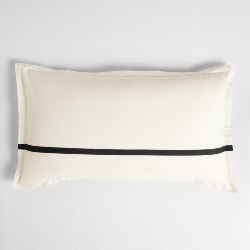 Favorite Organic Cotton Percale Tuxedo Stripe Ink Black King Bed Pillow Sham + Reviews | Crate & ... | Crate & Barrel