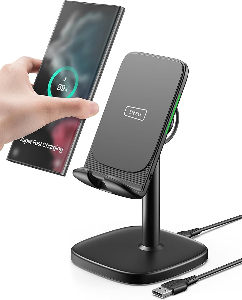 INIU Wireless Charger Stand, 15W Fast Wireless Charging Stand, Adjustable Angle Charger Dock Phon... | Amazon (US)