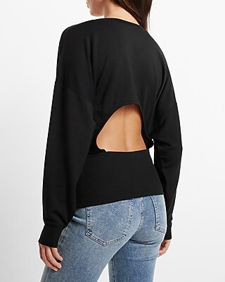 Crew Neck Back Cutout Sweatshirt | Express
