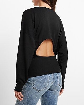 Crew Neck Back Cutout Sweatshirt | Express