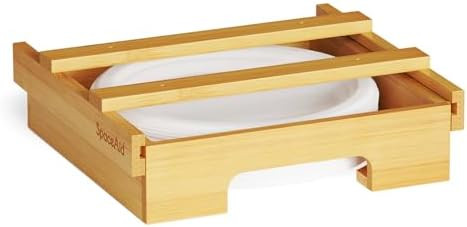 SpaceAid 10-inch Paper Plate Dispenser (Need 11.3 Inches Deep Cabinet Space) Under Cabinet Bamboo... | Amazon (US)