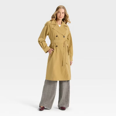 Women's Relaxed Trench Coat - A New Day™ Tan XS | Target
