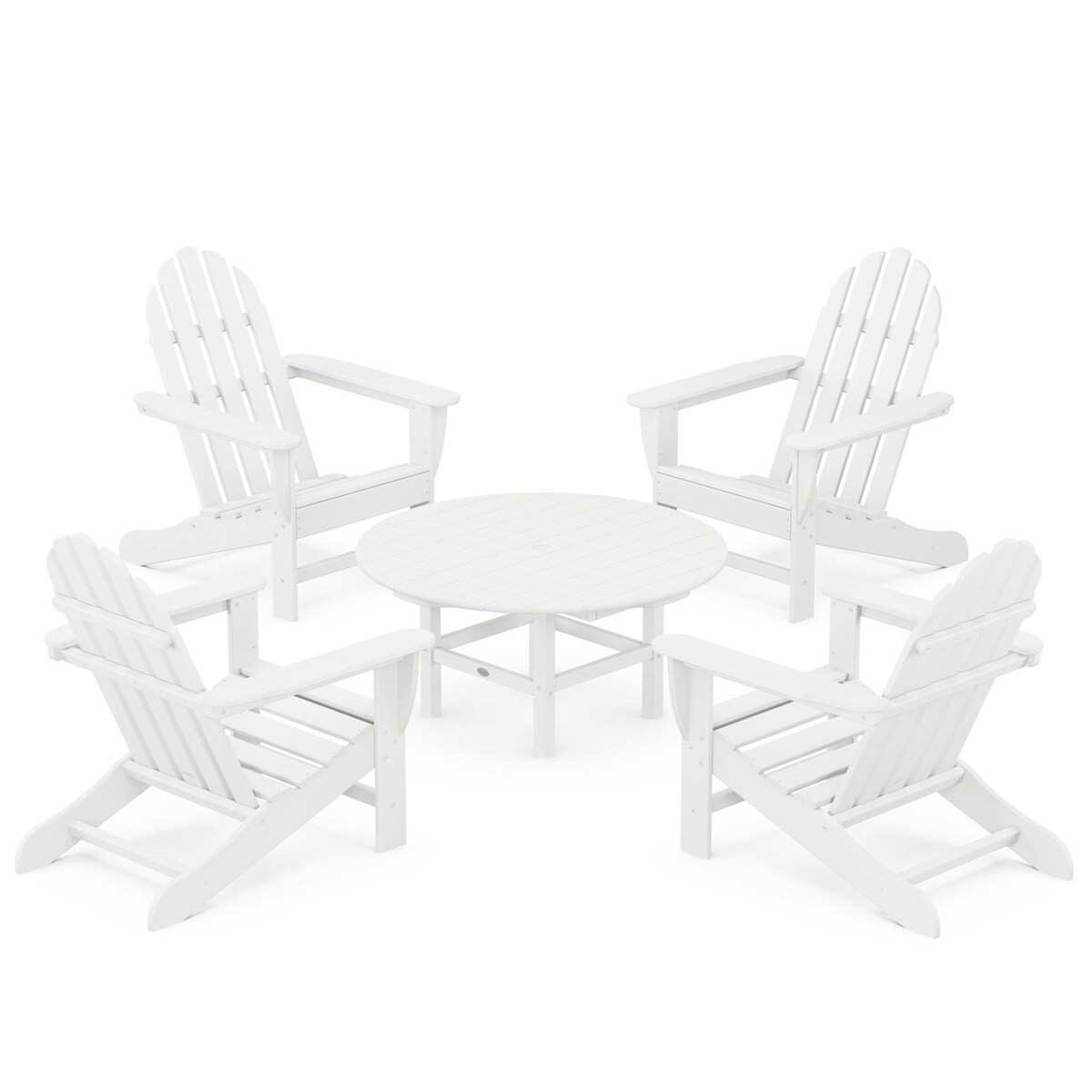 POLYWOOD Classic Adirondack 5 Pc Recycled Plastic Seating Set in White by - PWS704-1-WH | BBQ Guys