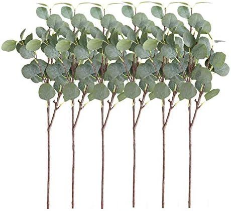 Atinart Eucalyptus Leaves Stems Artificial Greenery Spray 6Pcs Silver Dollar Eucalyptus Branches ... | Amazon (US)