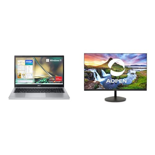 Acer Aspire 3 A315-24P-R7VH Laptop | 15.6" FHD IPS | AMD Ryzen 3 7320U | 8GB LPDDR5 | 128GB SSD | Wi-Fi 6 | Win 11 Home in S Mode with AOPEN 24SA2Y bi 23.8" FHD VA-Monitor | 1 x HDMI 1.4 & 1 x VGA | Amazon (US)