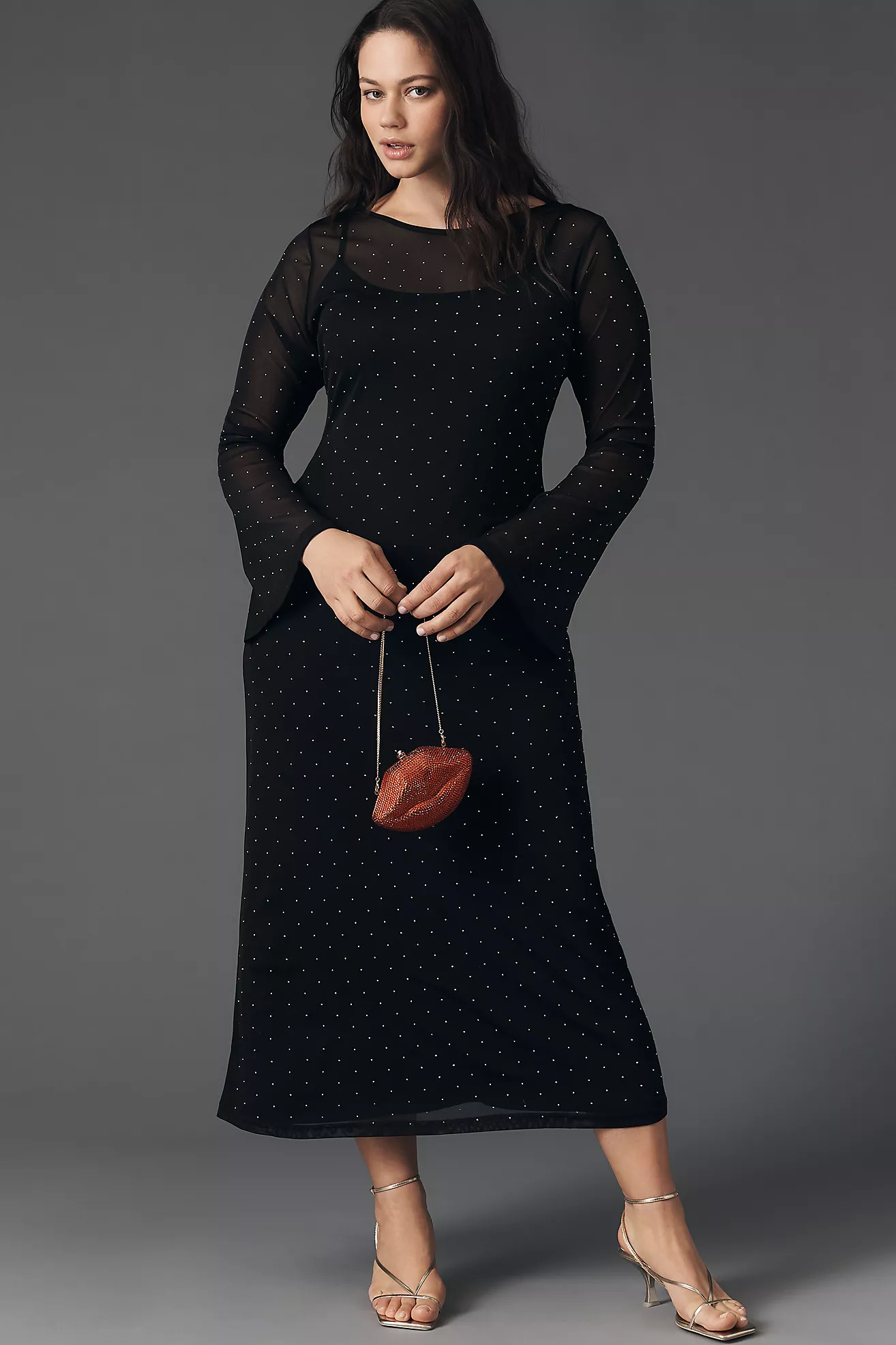 Never Fully Dressed Long-Sleeve Mesh Midi Dress | Anthropologie (US)