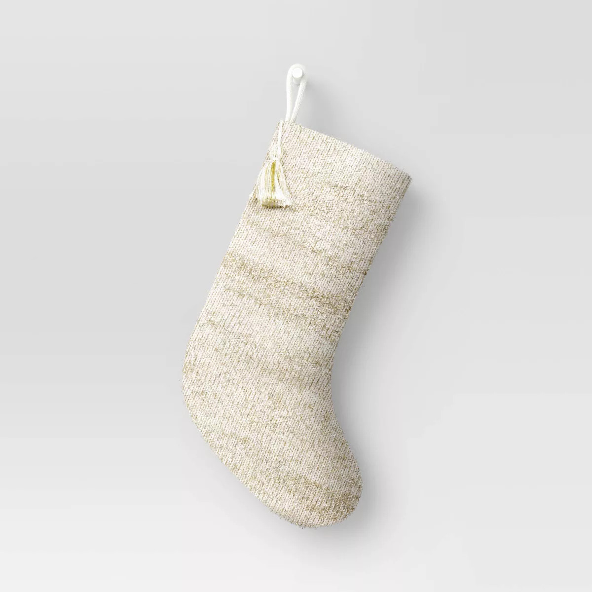 20" Knit Christmas Stocking with Tinsel and Tassel Ivory - Wondershop™ | Target