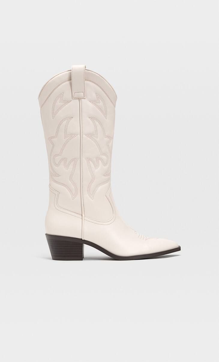 Heeled cowboy boots - Women's fashion | Stradivarius United Kingdom | Stradivarius (UK)