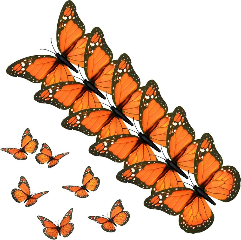 AQUEENLY Monarch Butterfly Decorations, 4.72'' Orange Premium Artificial Monarch Butterfly to Dec... | Amazon (US)