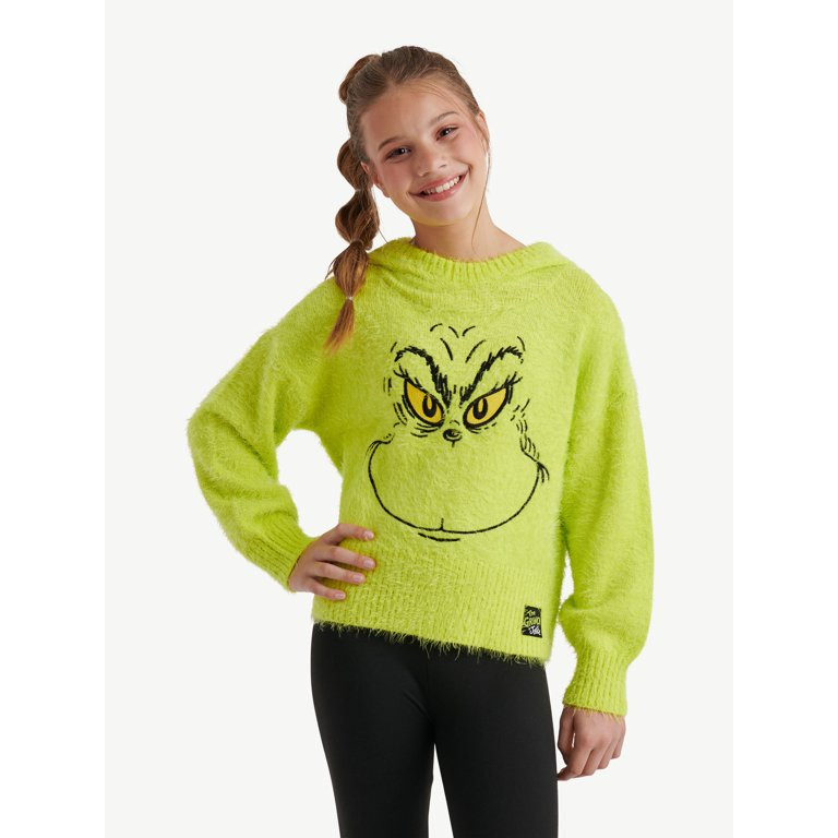 Justice Girls Grinch Hooded Sweater, Sizes XS-XLP | Walmart (US)