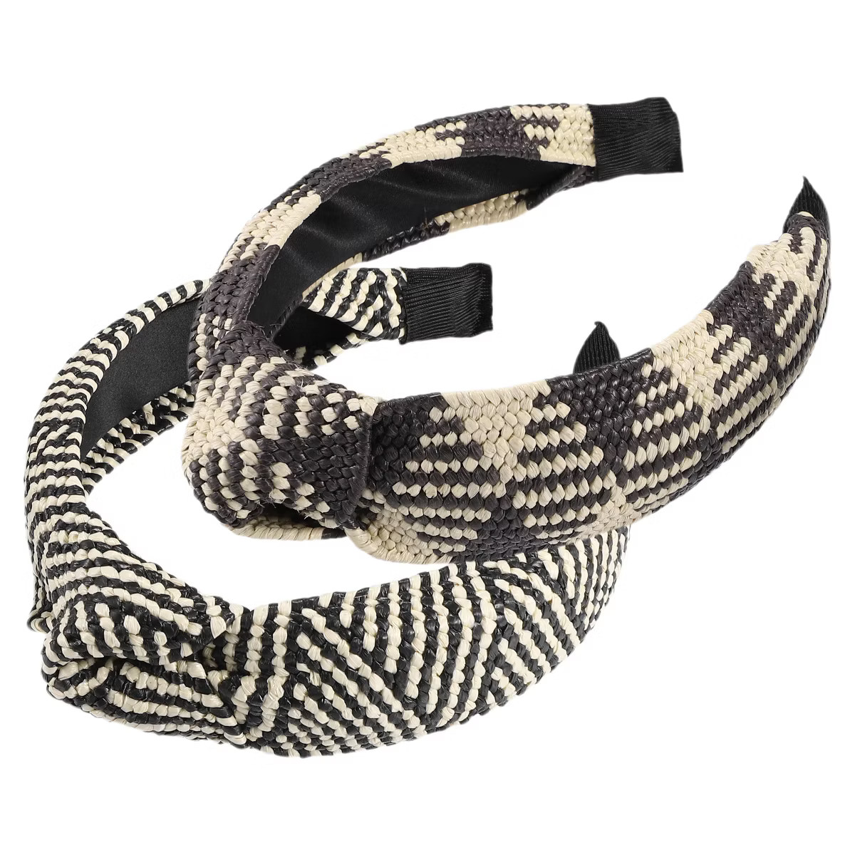 Unique Bargains Women' Knotted Headband 1.57" Wide Beige White Black 2 Pcs | Target