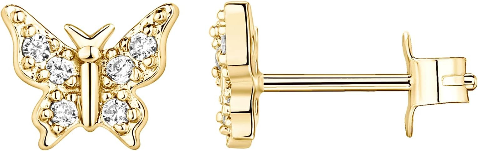 PAVOI 14K Gold Plated Sterling Silver Celestial Lightning Bolt, Moon and Star Earrings | Dainty E... | Amazon (US)