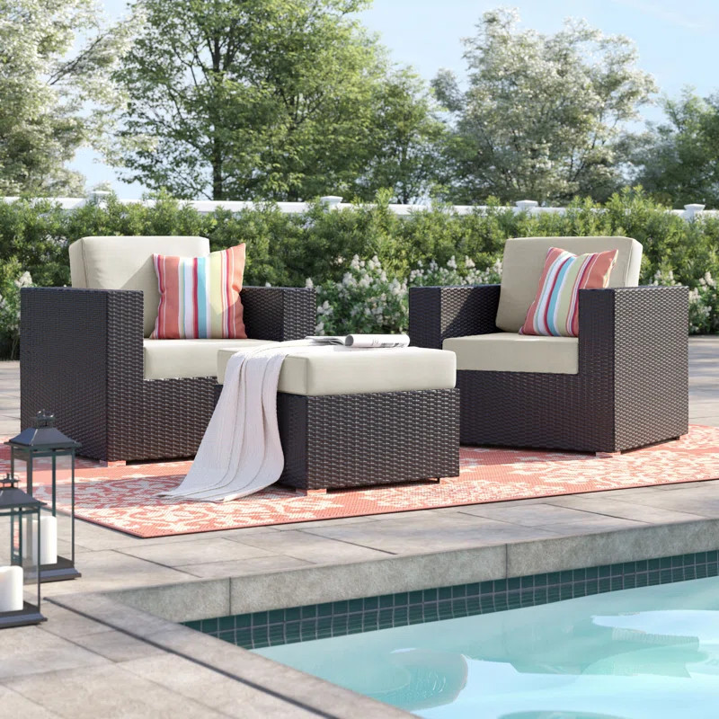Brentwood All Weather Wicker/Rattan 2 - Person Seating Group with Sunbrella Cushions | Wayfair North America