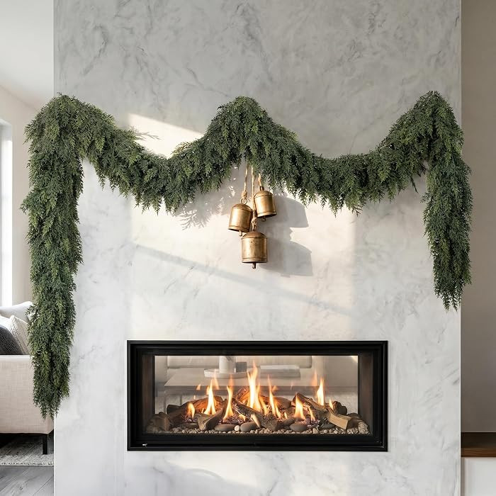 9Ft Christmas Cedar Garland, Real Touch Soft Greenery Christmas Decorations | Amazon (US)