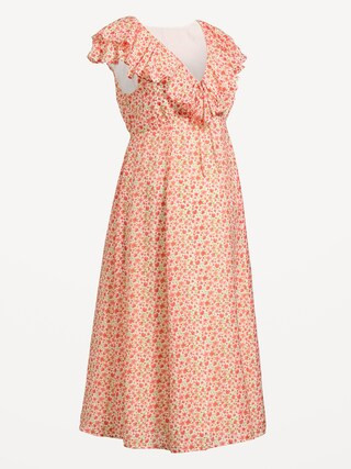 Maternity Ruffle-Sleeve Midi Dress | Old Navy (US)