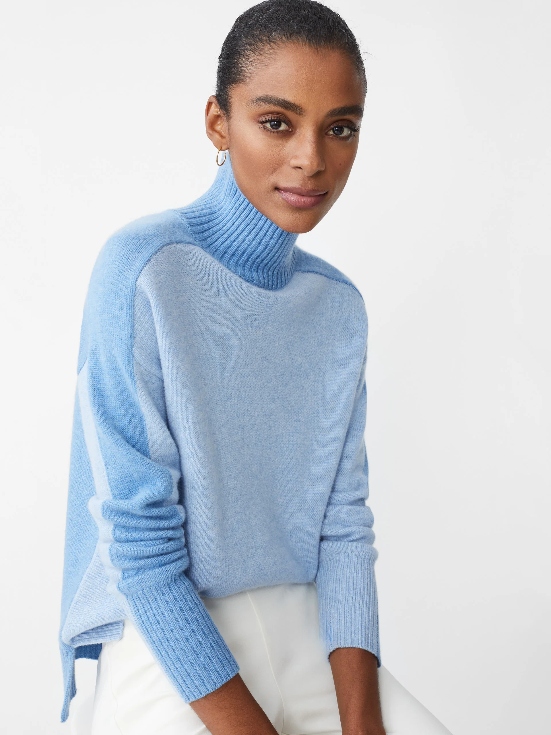 Dina Cashmere Turtleneck in Color Block | J.McLaughlin