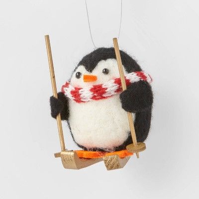 Boiled Wool Penguin with Ski Poles Christmas Tree Ornament - Wondershop™ | Target