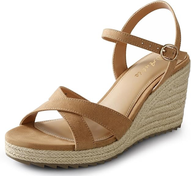 Ankis Wedge Sandals for Women, Espadrille Womens Wedge Sandals Comfortable Open Toe Cross Band An... | Amazon (US)