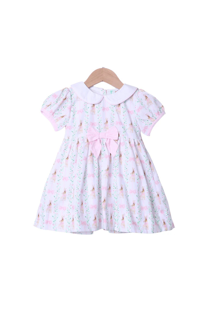 Floral Bunny Bow Dress | The Smocked Flamingo