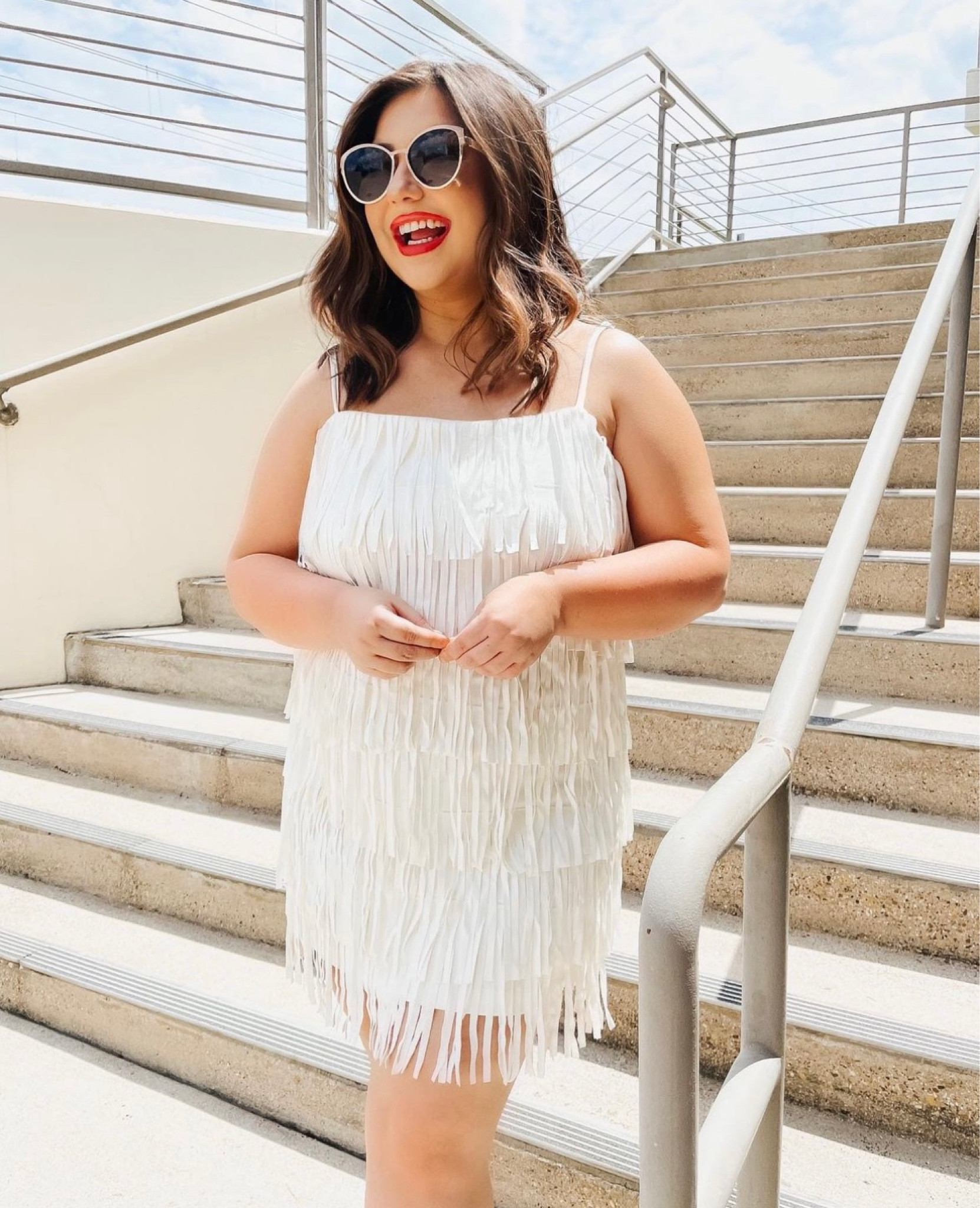 Anthropologie Odille Odille Dress Shop Plus Size White Fringe Dress Outlet  Online Kemia Suede Fringe Tiered Mini Curated On LTK