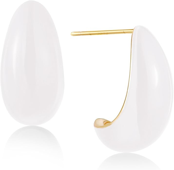 Chunky Gold Hoop Earrings, 18K Gold Plated Waterdrop Earrings Lightweight Hollow 0pen Hoops Jewel... | Amazon (US)