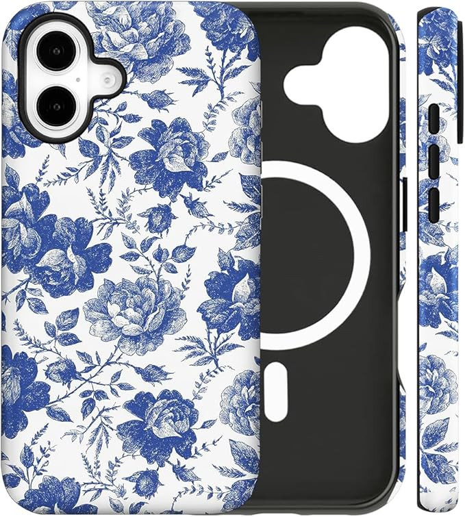 Magnetic for iPhone 16 Plus Case Cute Floral Flowers Phone Case, Shockproof Slim TPU and Hard PC ... | Amazon (US)