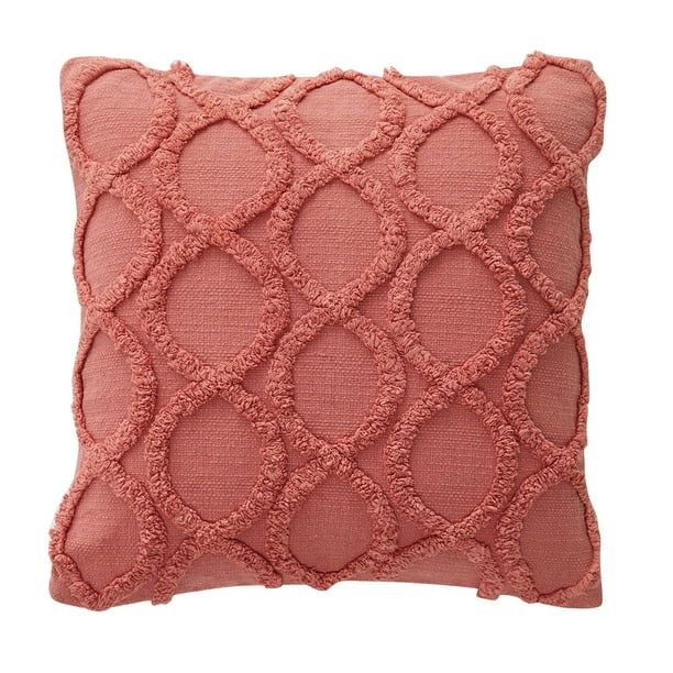 My Texas House Lantana Tufted Cotton Square Decorative Pillow Cover, 20" x 20", Terracotta - Walm... | Walmart (US)