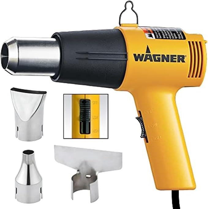 Wagner Spraytech 2417344 HT1000 Heat Gun Kit, 3 Nozzles Included, 2 Temp Settings 750ᵒF & 1000... | Amazon (US)