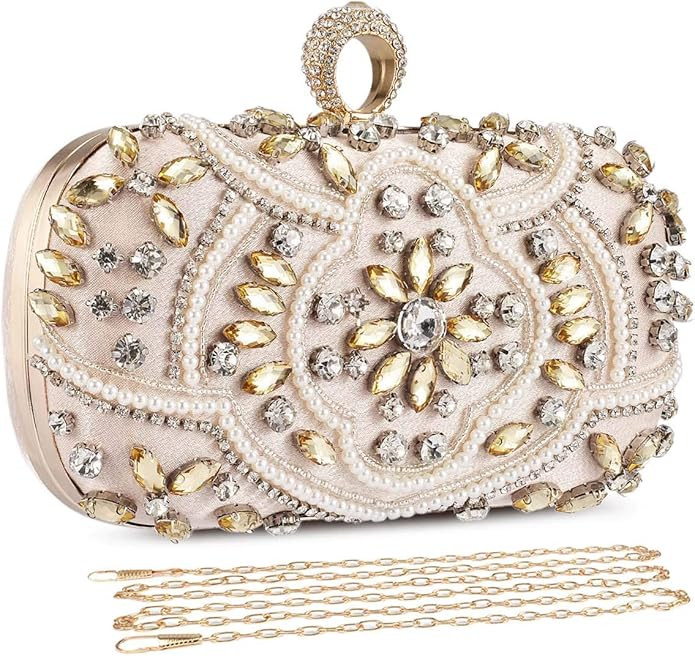 UBORSE Crystal Beaded Clutch Evening Bags for Women Formal Bridal Wedding Clutch Purse Prom Cockt... | Amazon (US)