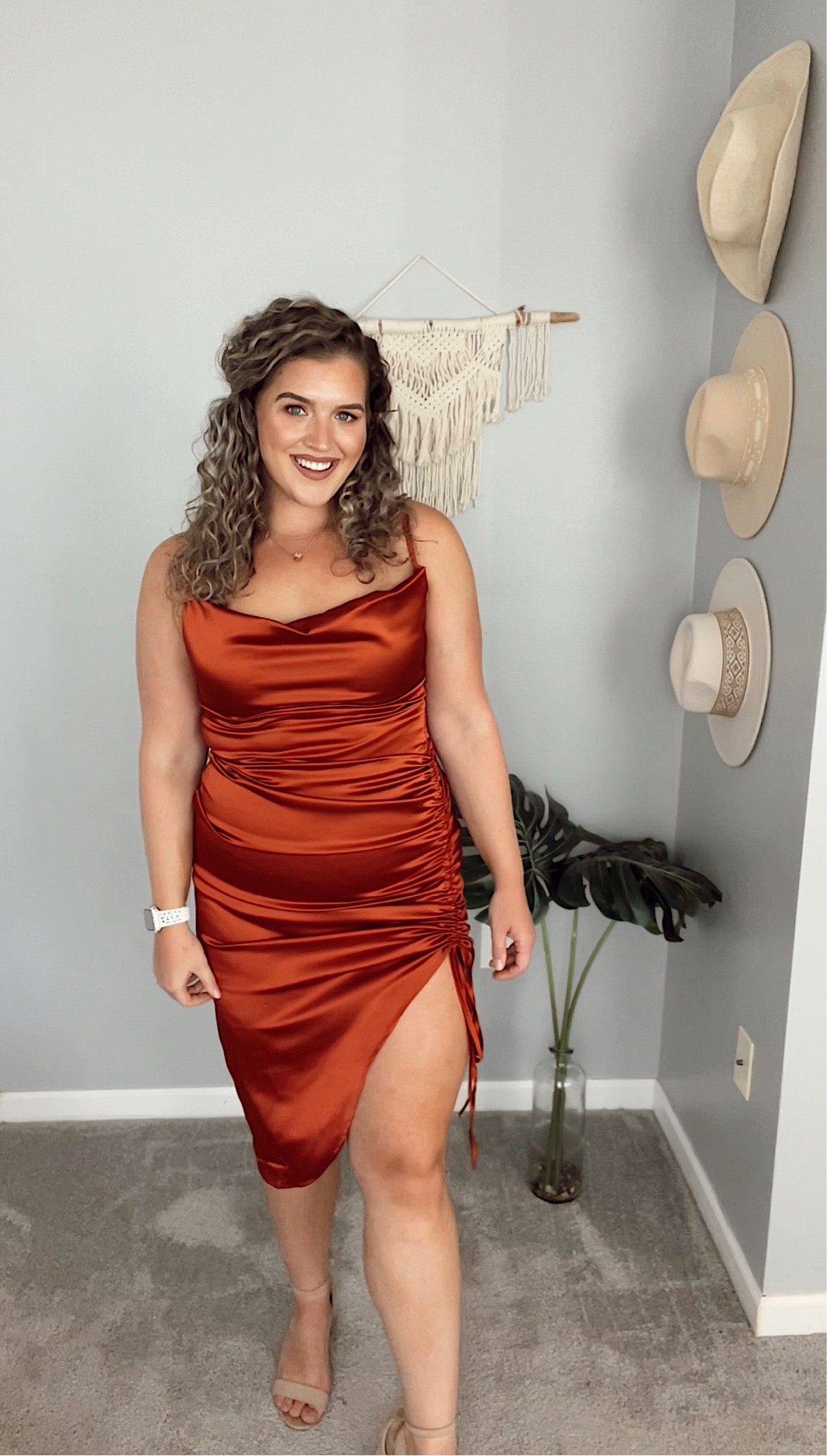Fall Wedding Guest Dress 💒👗🍂
Rust orange silk dress // Size L
#fallfashion #fallstyle #weddingguestdress #dresses #mididress #velvetdress #silkdress #midsizeoutfits #curvyfashion #affordablefashion #nudeheels #shapewear #datenightoutfit 

#LTKSeasonal #LTKunder50 #LTKcurves