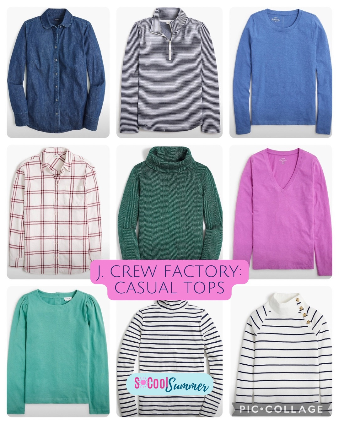 Casual tops at J. Crew Factory for summers!

#hocsummer
 #coolsummer #lightsummer #truesummer #softsummer #pastelsummer #darksummer #brownsummer #sweetpeasummer #summerpalette #summerfinds


#LTKSaleAlert #LTKFindsUnder50 #LTKStyleTip