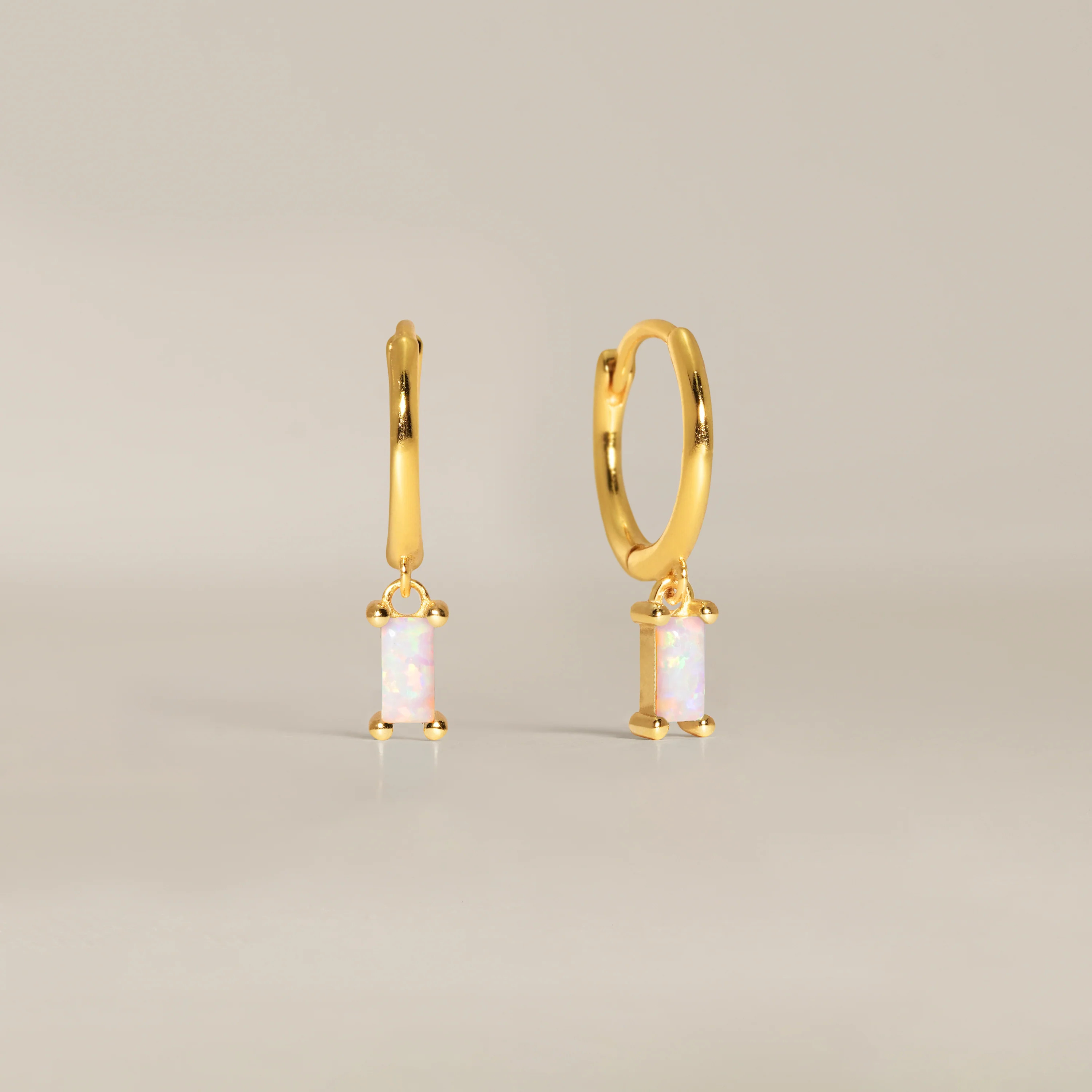 White Opal Chloe Hoop Earrings | eyrful | Eyrful Artistry