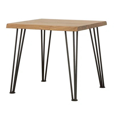 Natural Wood And Iron End Table In Matte Black Finish - Home Decor Item Hairpin Legged With Living Space | Wayfair North America