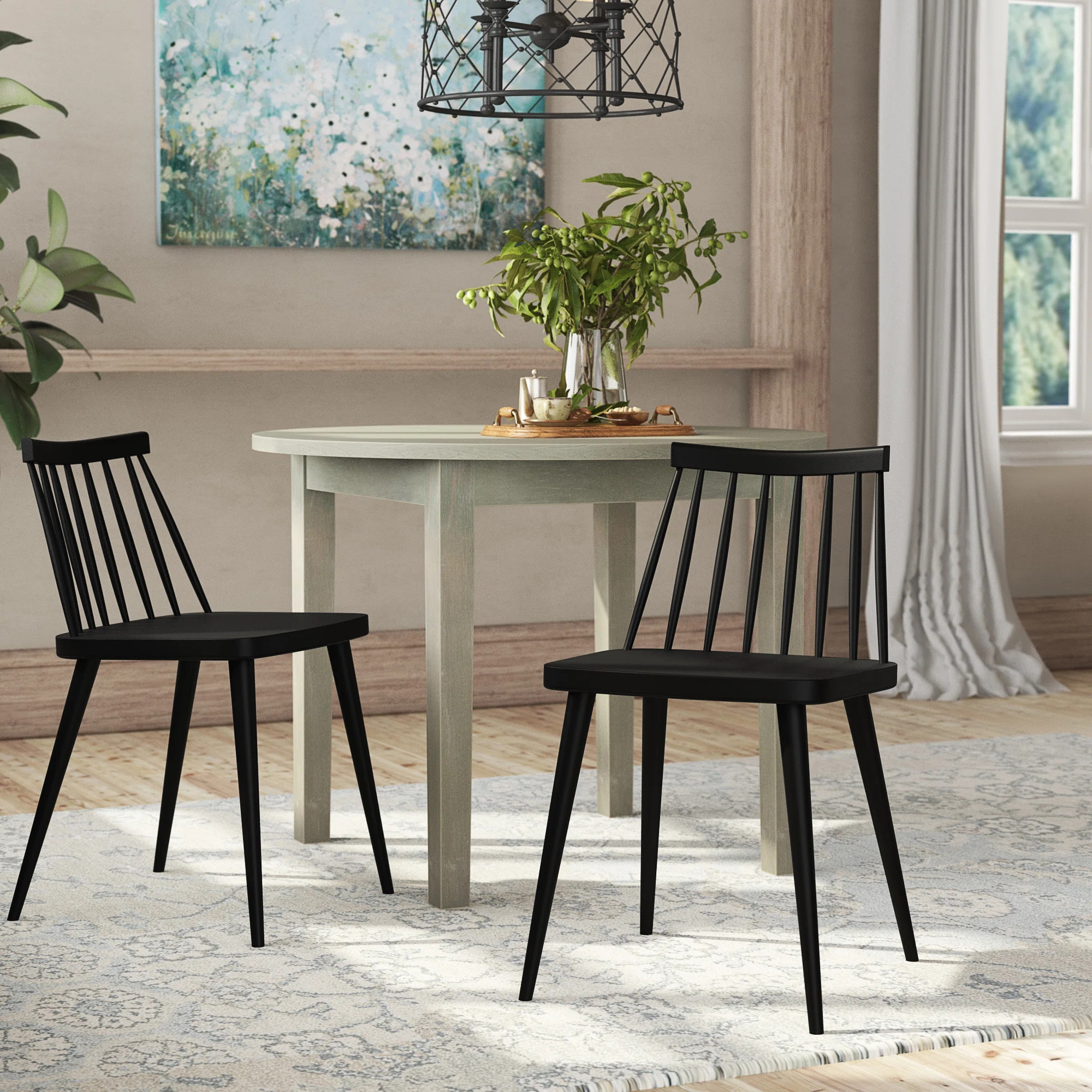 Osblek Slat Back Side Chair Black (Set of 2) | Wayfair North America