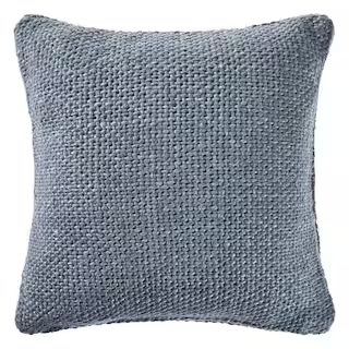 LR Home Wendy Frost Blue Woven Solid Casual Textured Poly-Fill 20 in. x 20 in. Throw Pillow PILLO... | The Home Depot