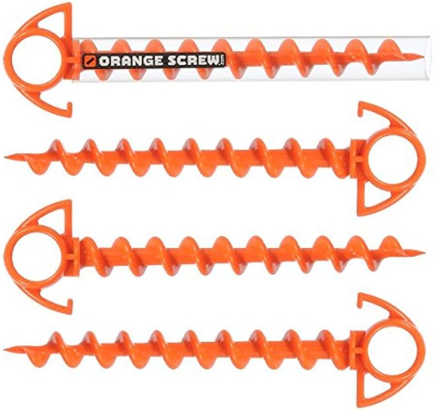 Orange Screw: The Ultimate Ground Anchor | Small 4 Pack Tent Stakes | Made in USA (Orange) | Amazon (US)