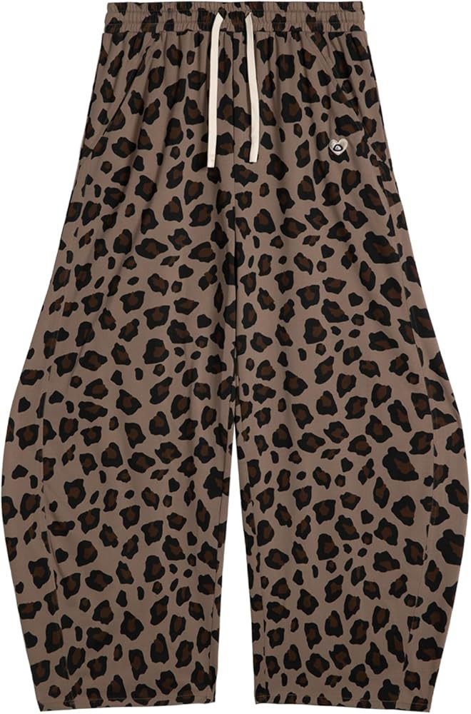 Aelfric Eden Leopard Print Super Baggy Barrel Sweatpants Casual Wide Leg Pants Elastic Waist Lant... | Amazon (US)