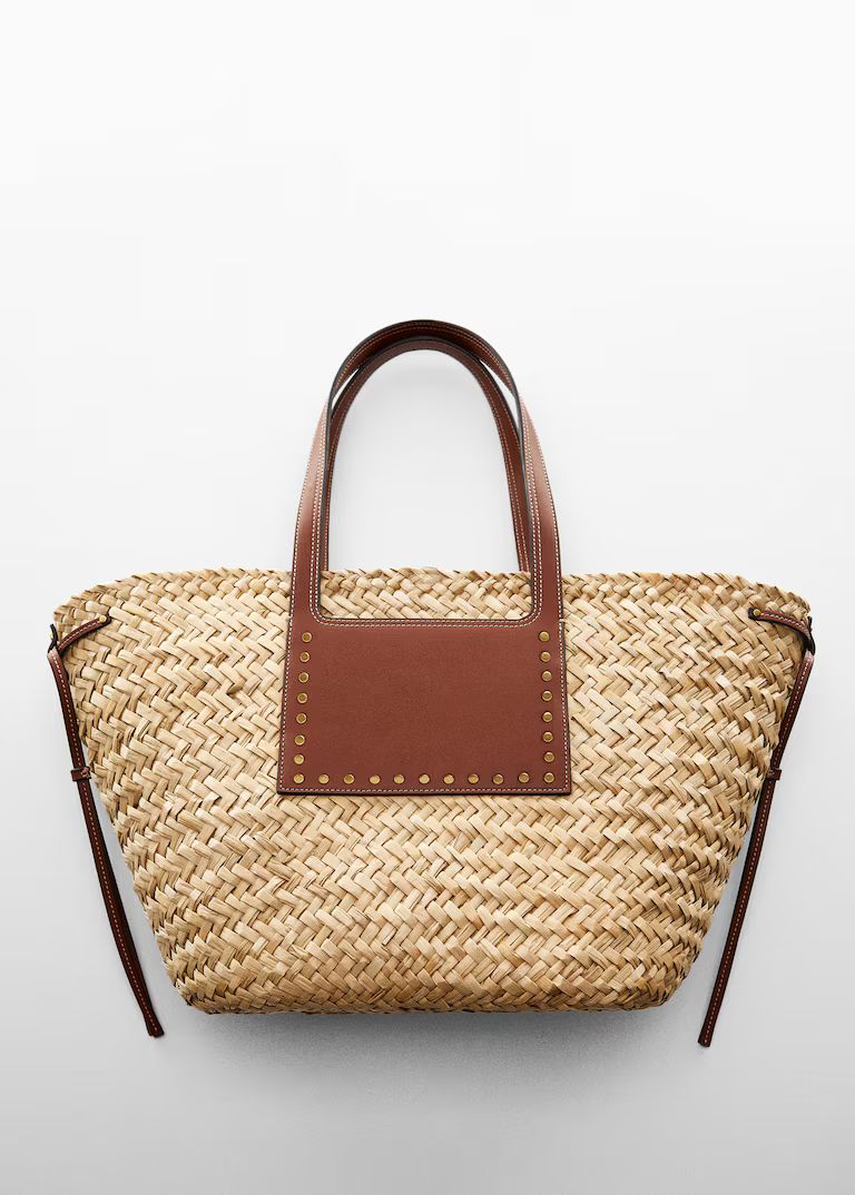 Double strap basket bag -  Women | Mango United Kingdom | MANGO (UK)