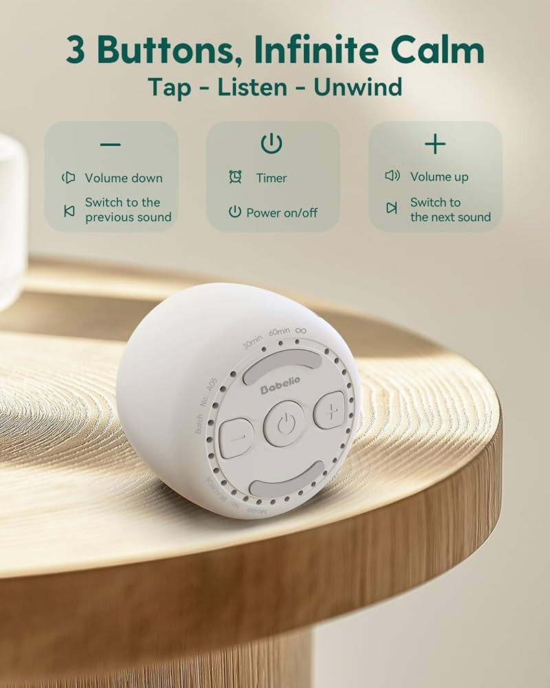 Babelio White Noise Sound Machine for Adults Kids Baby, Travel Sound Machine for Sleep, Mini and ... | Amazon (US)