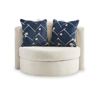 Oversize Swivel Accent Chair, 3 Large Throw Pillows, Ivory Polyester | Wayfair North America