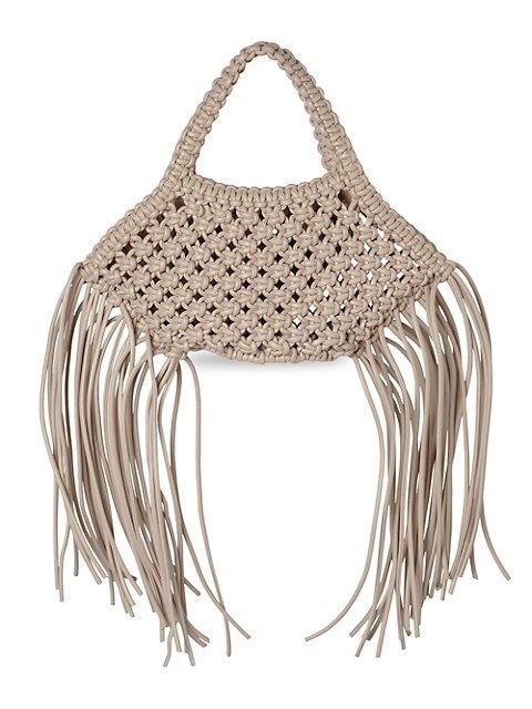 Mini Fringe-Trimmed Macramé Vegan Leather Basket Bag | Saks Fifth Avenue